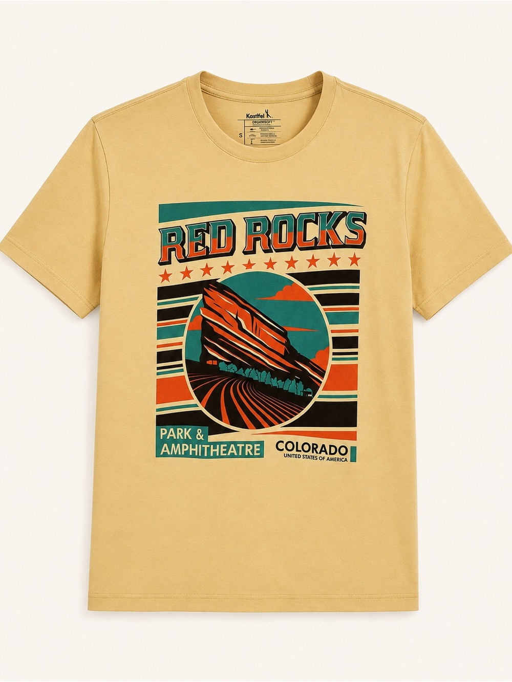 Kastlfel Red Rocks Colorado Graphic T-Shirt Organic Cotton Yellow S